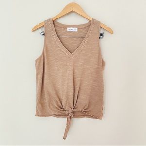 FROM PALMER Brown Tie Front Vneck Tank Top